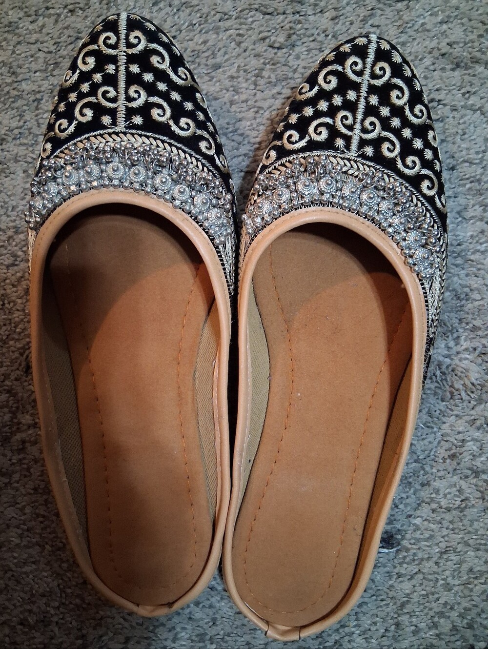 Punjabi Jutti mule (or open-back Khussa/Mojari) shoe, Enbellished Ballet Flat